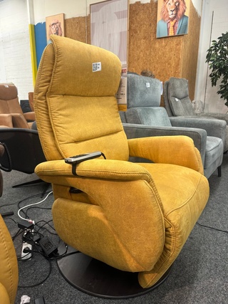 Relaxfauteuil sta op Saskia plus 3 motorig, Steinpol, Leder Evita, dij